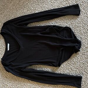 Black Long Sleeve Scoop Neck Bodysuit